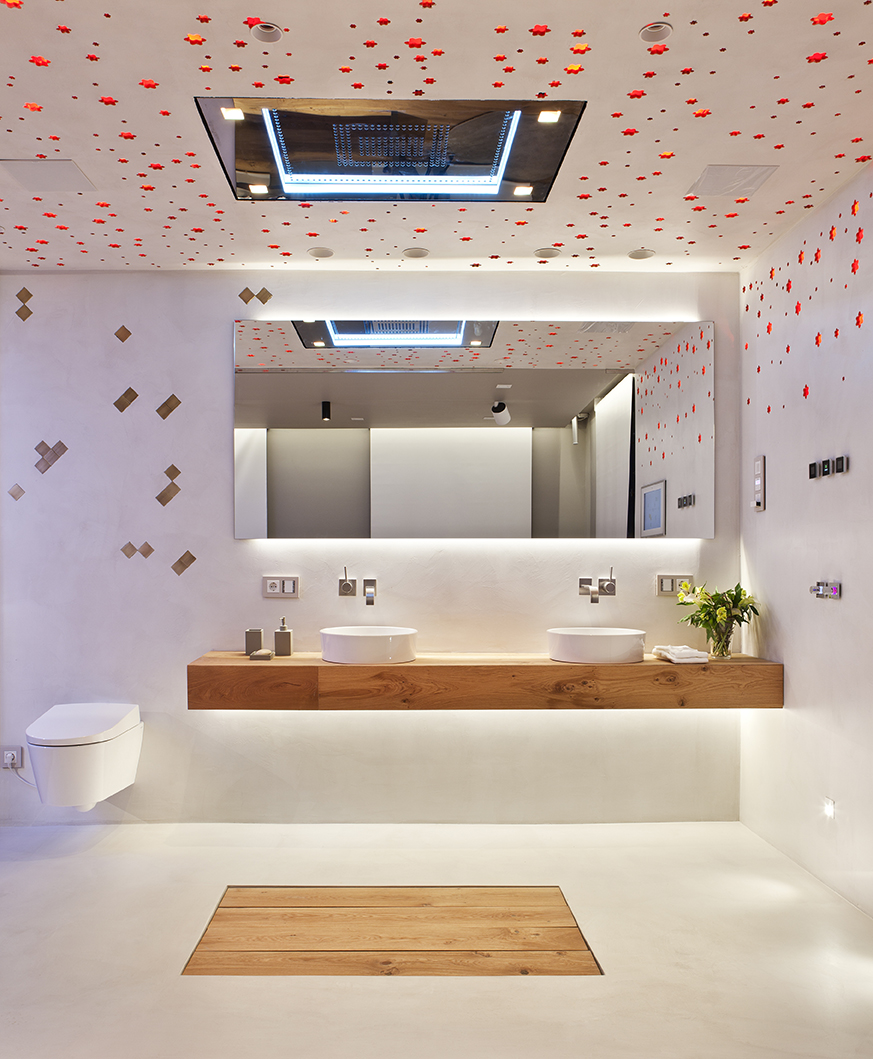 Dormitorio y baño en espacio diáfano